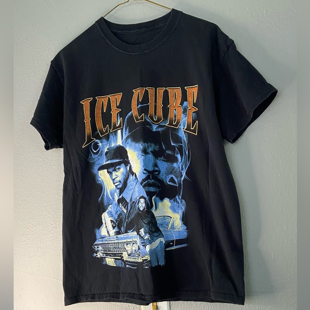 Vintage Ice Cube Shirt Men Size M Black Short Sleeve Big Retro Graphic Print